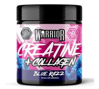 Warrior Creatine Monohydrate + Collagen Powder 270g - Pure Hydrolysed Peptides (Bovine) - Supports Muscle Recovery - Workout Supplement for Women and Men (not Tablet) - 30 Servings (Blue Razz)