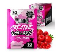 Warrior Creatine Plus Collagen Sachets, Hydrolysed Collagen Peptides with Creatine Monohydrate for Muscle, Joint and Skin Support, Zero Sugar On-The-Go Recovery Drink Mix, 15 Sachets