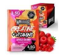 Warrior Creatine Plus Vitamins Sachets, Daily Wellness Drink Mix with 3.5g Creatine and Multivitamin Blend for Energy, Focus, Immunity and Vitality, Zero Sugar Mixed Berry, 15 Sachets