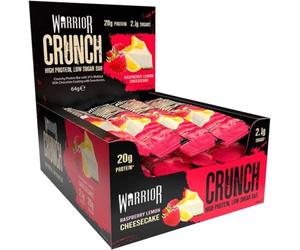 Warrior Crunch Protein Bars, Raspberry Lemon Cheesecake 12 x 64g - High Protein Snacks (20g), Low Sugar, Low Calorie Snack Bar, Guilt-Free On-the-Go Treats, Multipack Diet Bars for Weight Loss