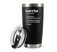 Warrior Definition Cancer Survivor Gifts Breast Cervical Cancer Patient Recovery Get Well Soon Inspirational Gifts for Women Men Vacuum Insulated Tumbler with Removable Lid and Straw 20 oz Black