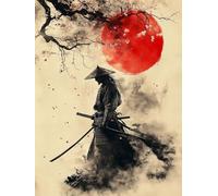Warrior Diamond Painting Japan Diamond Art Kits Adults Beginners DIY 5D Full Drill Square Gem Crystal Art Rhinestone Embroidery Paintings Crafts Picture Home Wall Decor, Gifts for Women 35x50cm e1-2L