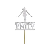 Warrior Double Swords Cake Topper Personalised Girls Birthday Cake Decoration Any Name & Age | Personalised Cake Topper with Custom Name & Age | Birthday Party Decoration (Silver)