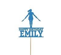 Warrior Double Swords Cake Topper Personalised Girls Birthday Cake Decoration Any Name & Age | Personalised Cake Topper with Custom Name & Age | Birthday Party Decoration (Blue)