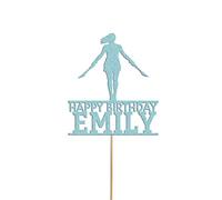 Warrior Double Swords Cake Topper Personalised Girls Birthday Cake Decoration Any Name & Age | Personalised Cake Topper with Custom Name & Age | Birthday Party Decoration (Sky Blue)