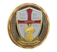 Warrior Edition Put on The Whole Armor of God Christian God Plated Coin with Knight and Lion Symbols