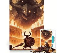 Warrior Facing A Colossal Demon 1000 Piece Teenager Puzzles Mental Focus Game Precision Cut Smooth Edges Christmas Stocking Stuffer Game (38x52cm)