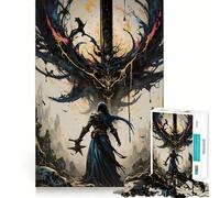 Warrior Facing A Dark Entity Jigsaw Puzzle 1000 Recall Fun Play Advanced Laser Cutting Tech Holiday Indoor Entertainment Toy (50x75cm)