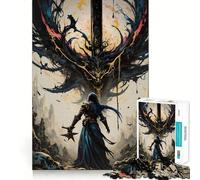 Warrior Facing A Dark Entity Jigsaw Puzzles 1000 Recall Fun Play Burr Free Clean Cut Pieces Portable Travel Friendly Fun Game (38x26cm)
