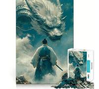 Warrior Facing A Dragon in The Sky Jigsaw 1000 Pieces for Teenagers Mind Boost Fun Zero Gap Captivating Leisure for Cozy Indoors (38x26cm)