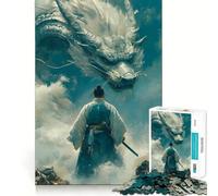 Warrior Facing A Dragon in The Sky Puzzle for Adults 1000 Pieces Memory Play Game Firm Fit Secure Assembly Meaningful Connection Building Game (38x52cm)