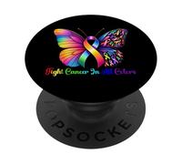 Warrior Fight cancer in all and every color Ribbon Butterfly PopSockets Adhesive PopGrip