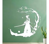 Warrior Fine Carving Stickers Tattoo Culture 35x36.7cm White