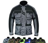 warrior gears 6 Pockets Mens Motorcycle Jacket, Textile Racing Motorbike Jacket, Hi-Vis Biker CE Protective Armored Jackets Mens Waterproof & Mesh Lining Breathable, Grey - Medium