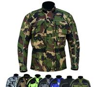 warrior gears 6 Pockets Mens Motorcycle Jacket, Textile Racing Motorbike Jacket, Hi-Vis Biker CE Protective Armored Jackets Mens Waterproof & Mesh Lining Breathable, Army Green - Medium