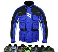 warrior gears 6 Pockets Mens Motorcycle Jacket, Textile Racing Motorbike Jacket, Hi-Vis Biker CE Protective Armored Jackets Mens Waterproof & Mesh Lining Breathable, Blue - Medium