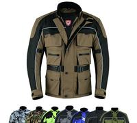 warrior gears 6 Pockets Mens Motorcycle Jacket, Textile Racing Motorbike Jacket, Hi-Vis Biker CE Protective Armored Jackets Mens Waterproof & Mesh Lining Breathable, Brown - Large