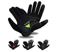 warrior gears Full Finger Winter Cycling Gloves - Lightweight, Water-Resistant Gloves - Windproof for Men Women, Touchscreen, Anti-Slip Grip & Breathable, Gel-Padded Bicycle Gloves (Green, M)