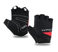 warrior gears Half-Finger Cycling Gloves - Lightweight Bicycle gloves - Anti-Slip Grip & Breathable, Gel-Padded for Shock Absorption - Fingerless Bicycle Short Gloves for Men’s (Red-Black, M)