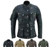 warrior gears Ladies 12 Oz Wax Cotton Motorcycle Jacket Casual Womens CE Protective Armoured Motorbike Waxed Jacket, Casual Fixed Waterproof and Mesh Lining Textile Jacket Outdoor, Camouflage - S