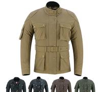 warrior gears Ladies 12 Oz Wax Cotton Motorcycle Jacket Casual Womens CE Protective Armoured Motorbike Waxed Jacket, Casual Fixed Waterproof and Mesh Lining Textile Jacket Outdoor, Tan - L