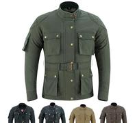 warrior gears Ladies 12 Oz Wax Cotton Motorcycle Jacket Casual Womens CE Protective Armoured Motorbike Waxed Jacket, Casual Fixed Waterproof and Mesh Lining Textile Jacket Outdoor, Green - M