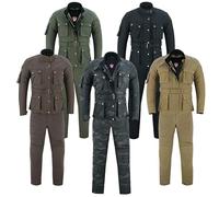 warrior gears Ladies 12 Oz Waxed Cotton Motorcycle Suit Womens CE Protective Armoured Motorbike Waxed Jacket and Trouser Casual Waterproof Lining Suit, Military Green - Jacket: L | Trouser: UK 16