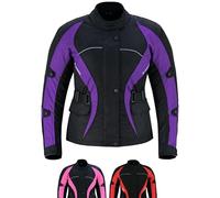 warrior gears Ladies Air Ventilation Motorcycle Jacket Textile 600D Cordura Motorbike Jacket Waterproof Breathable Ventilation CE Armour Removable Lining Womens Bikers Protection Jacket, Purple - XL