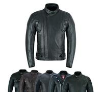 warrior gears Men Double Zipper Leather Motorcycle Jacket Soft Premium Leather Motorbike Jackets for Men with CE Removable Armors (4XL, Black-MJ1005)