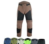 warrior gears Mens Air Mesh and 600D Cordura Textile Motorcycle Trousers CE Protective Armoured Racing Motorbike Pants with Mesh and Waterproof Lining Breathable, Brown & Black - 46W / 32L