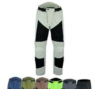 warrior gears Mens Air Mesh and 600D Cordura Textile Motorcycle Trousers CE Protective Armoured Racing Motorbike Pants with Mesh and Waterproof Lining Breathable, Beige & Black - 34W / 32L