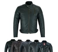 warrior gears Men's Leather Motorcycle Jacket Short Body Original Leather Motorbike Jackets for Men with CE Removable Armors (6XL, Black-MJ1001)