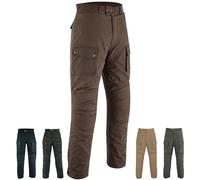 warrior gears Men's Waxed Cotton Motorcycle Trousers, Mens Motorbike Trousers, Waterproof Trouser for Outdoor, Armoured Biker Textile Winter Pants for Men (Brown, 46W / 31L)