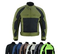 warrior gears Motorbike Jackets for Men Waterproof Mesh Textile Motorcycle Jacket with CE Armours and Removable Lining, Olive Green & Black - XXL