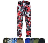 warrior gears Motorcycle Camo Trousers Mens, Camouflage Cargo Trouser Men, Waterproof Trousers for Men, CE Protection Biker Cargo Pants Men's (Camo Red, 32W/29L)