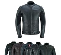 warrior gears New Plain Leather Motorcycle Jacket Original Leather Motorbike Jackets for Men with CE Removable Armors (M, Black-MJ1002)