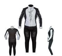 warrior gears Women's Graphic Embroidery Motorcycle Jacket and Thermal Lining Protective Trouser, Waterproof Biker Suit, Girls CE Armored Motorbike Suit (White, Jacket 5XL (22 UK) - Trouser 22 UK)