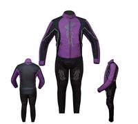 warrior gears Women's Graphic Embroidery Motorcycle Jacket and Thermal Lining Protective Trouser, Waterproof Biker Suit, Girls CE Armored Motorbike Suit (Purple, Jacket 4XL (20 UK) - Trouser 20 UK)