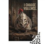 Warrior Hedgehog I Choose Violence Jigsaw Puzzle for Adults, 1000 Piece