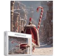 Warrior Holding Candy Cane Spear 1000 Piece Jigsaw Puzzles for Adults Christmas Village Art Jigsaw Puzzle Challenging Family Activity Games Colorful DIY Craft Puzzle for Home Decor Gifts 50×70cm