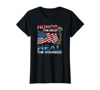 Warrior Honor the Dead Heal the Wounded US Veteran Value Graphic T-Shirt, Women, Black, S