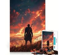 Warrior in A Burning World Jigsaw for Adults1000 Pieces Brain Focus Game Precision Cut Smooth Edges Amusing Challenge for Waiting Time (38x52cm)