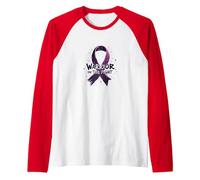 Warrior in The Fight Ribbon Awareness Inspiration Raglan Baseball Tee, Men, Red/White, XXL