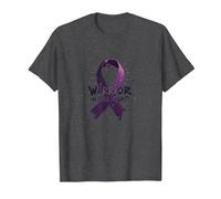 Warrior in The Fight Ribbon Awareness Inspiration T-Shirt, Men, Dark Heather Grey, 6XL