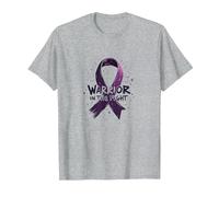 Warrior in The Fight Ribbon Awareness Inspiration T-Shirt, Men, Heather Grey, 6XL
