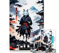 Warrior Kitsune Wolf Japan 1000 Adult Pieces Jigsaw Puzzle Mind Challenge Toy Neat Cut Perfect Alignment Family Fun Night Activity (50x75cm)