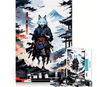 Warrior Kitsune Wolf Japan 1000 Piece Teenager Puzzles Mental Focus Game Precision Cut Smooth Edges Christmas Stocking Stuffer Game (38x52cm)