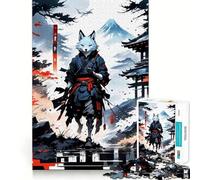 Warrior Kitsune Wolf Japan Jigsaw 1000 Pieces for Teenagers Mental Boost Game Firm Fit Secure Assembly Family Fun Night Activity (38x26cm)