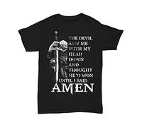 Warrior Knight Templar T-Shirt Devil Saw ME My Head Down Amen Tee Black XL