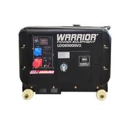 Warrior 6.25kVa Diesel Generator - 186cc 3-phase ready Engine, 5500 Max Watts, Electric Start, 12-hour run time, Quiet Running at 68 dBA & Soundproof Canopy, For Industrial Construction Catering